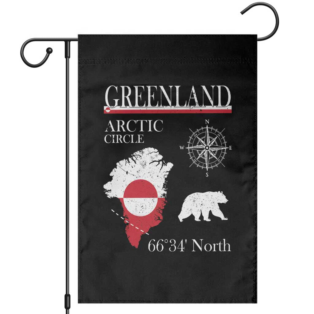 Greenland Arctic Circle Garden Flag Map Compass and Polar Bear Adventure TS02 Black Print Your Wear