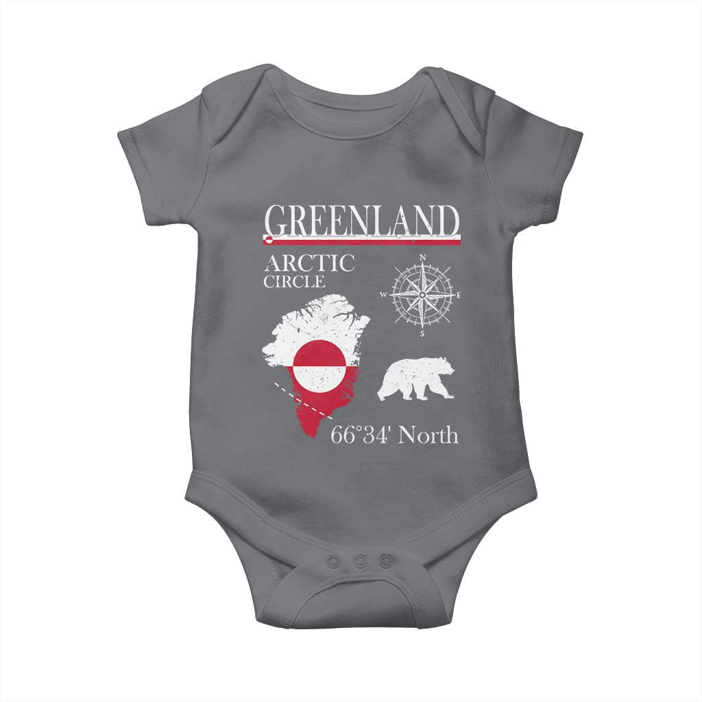 Greenland Arctic Circle Baby Onesie Map Compass and Polar Bear Adventure TS02 Charcoal Print Your Wear