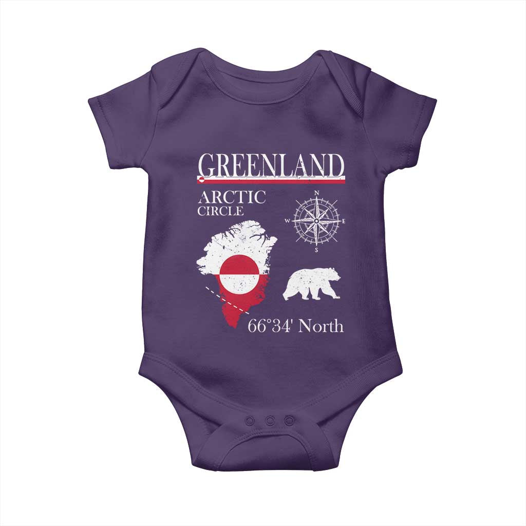 Greenland Arctic Circle Baby Onesie Map Compass and Polar Bear Adventure TS02 Purple Print Your Wear