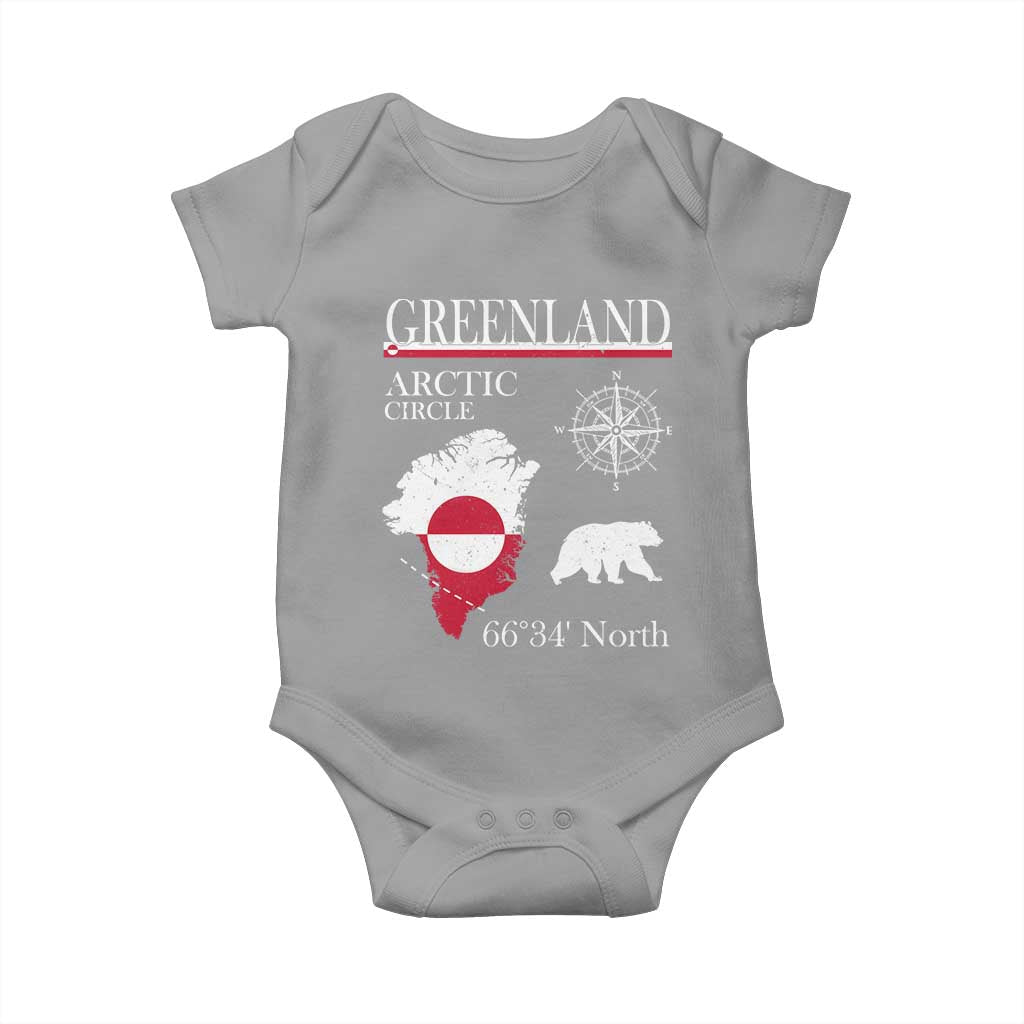Greenland Arctic Circle Baby Onesie Map Compass and Polar Bear Adventure TS02 Sport Gray Print Your Wear