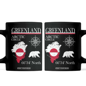 Greenland Arctic Circle Coffee Mug Map Compass and Polar Bear Adventure TS02 Black Print Your Wear
