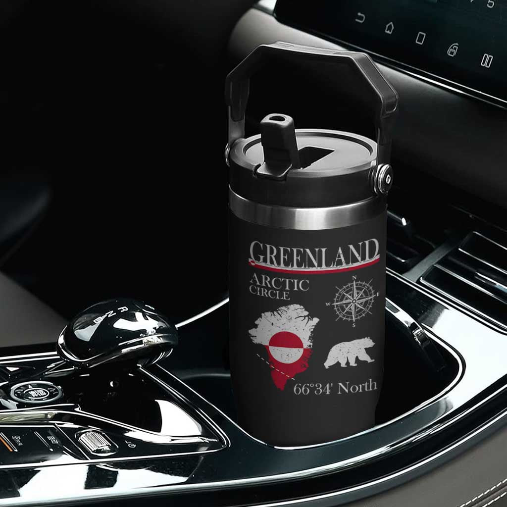 Greenland Arctic Circle Flip Straw Tumbler Map Compass and Polar Bear Adventure TS02 Print Your Wear