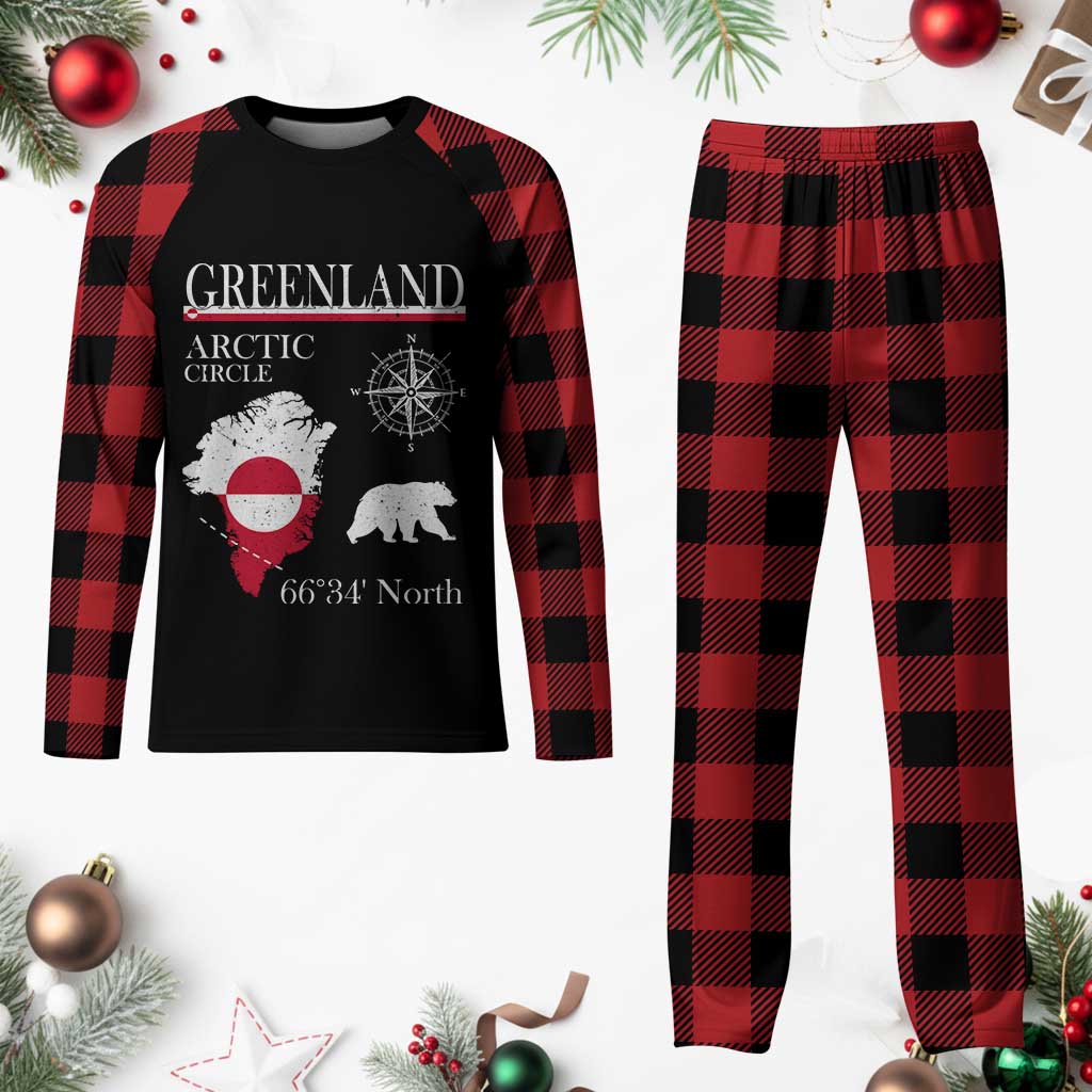 Greenland Arctic Circle Plaid Pajama Set Map Compass and Polar Bear Adventure TS02 Buffalo Plaid Print Your Wear