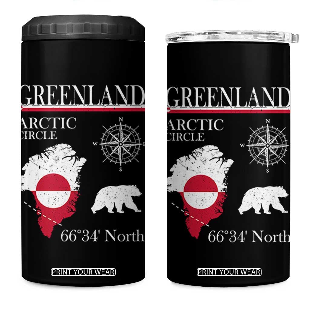 Greenland Arctic Circle 4 in 1 Can Cooler Tumbler Map Compass and Polar Bear Adventure TS02 One Size: 16 oz Black Print Your Wear