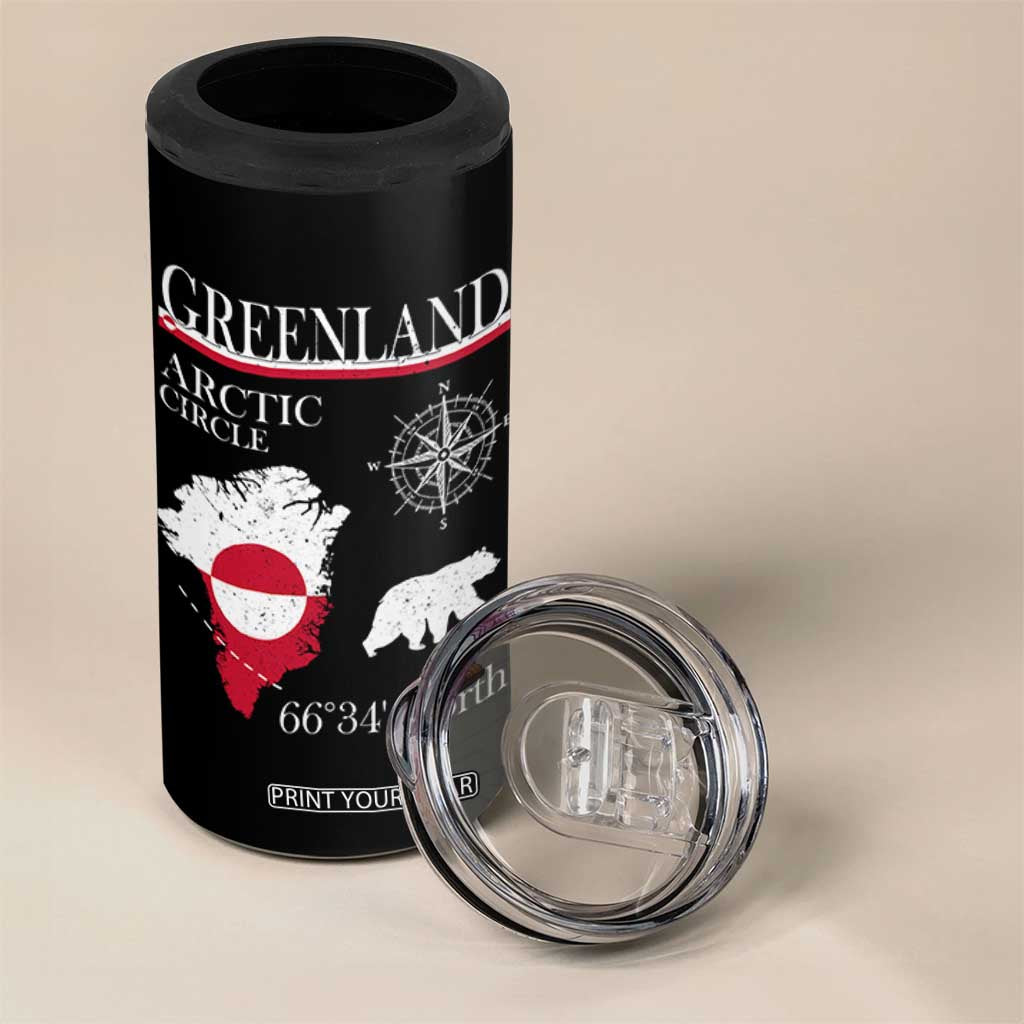 Greenland Arctic Circle 4 in 1 Can Cooler Tumbler Map Compass and Polar Bear Adventure TS02 Print Your Wear