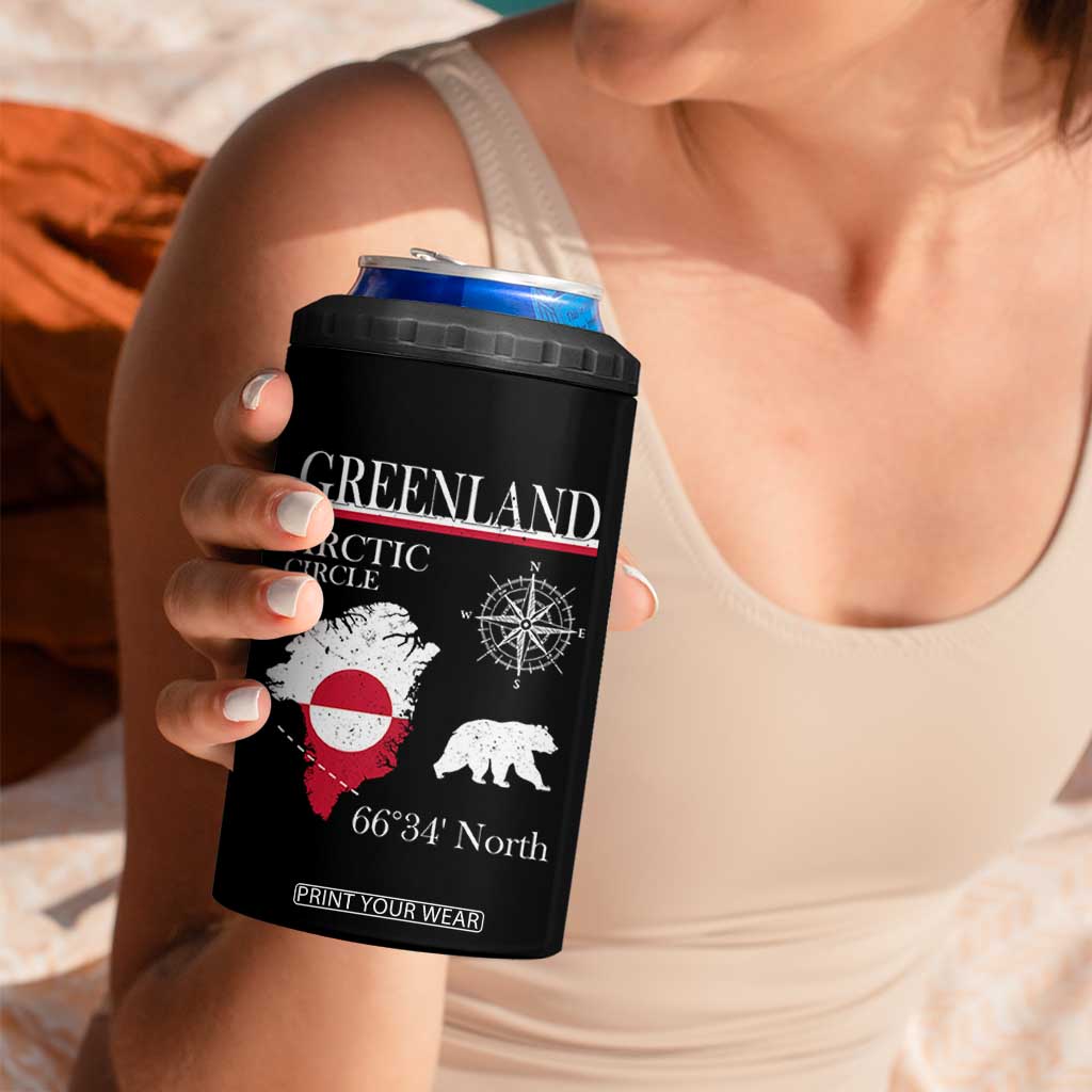 Greenland Arctic Circle 4 in 1 Can Cooler Tumbler Map Compass and Polar Bear Adventure TS02 Print Your Wear