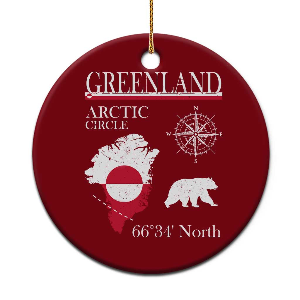 Greenland Arctic Circle Ceramic Ornament Map Compass and Polar Bear Adventure TS02 1pc Red Print Your Wear