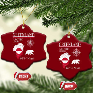 Greenland Arctic Circle Ceramic Ornament Map Compass and Polar Bear Adventure TS02 Print Your Wear
