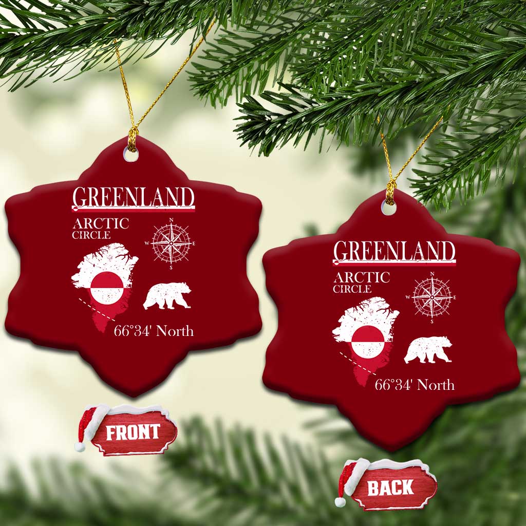 Greenland Arctic Circle Ceramic Ornament Map Compass and Polar Bear Adventure TS02 Print Your Wear
