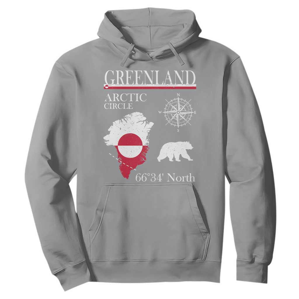 Greenland Arctic Circle Hoodie Map Compass and Polar Bear Adventure TS02 Sport Gray Print Your Wear