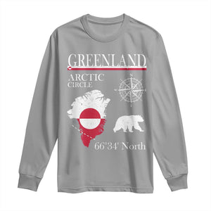 Greenland Arctic Circle Long Sleeve Shirt Map Compass and Polar Bear Adventure TS02 Sport Gray Print Your Wear
