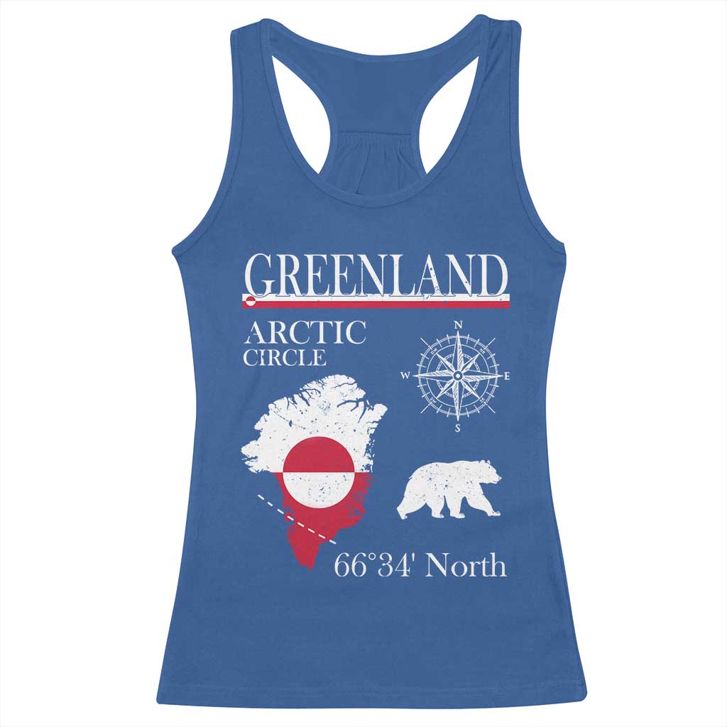 Greenland Arctic Circle Racerback Tank Top Map Compass and Polar Bear Adventure TS02 Royal Blue Print Your Wear