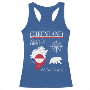 Greenland Arctic Circle Racerback Tank Top Map Compass and Polar Bear Adventure TS02 Royal Blue Print Your Wear