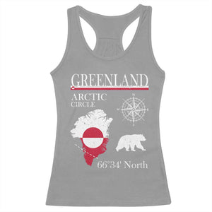 Greenland Arctic Circle Racerback Tank Top Map Compass and Polar Bear Adventure TS02 Sport Gray Print Your Wear