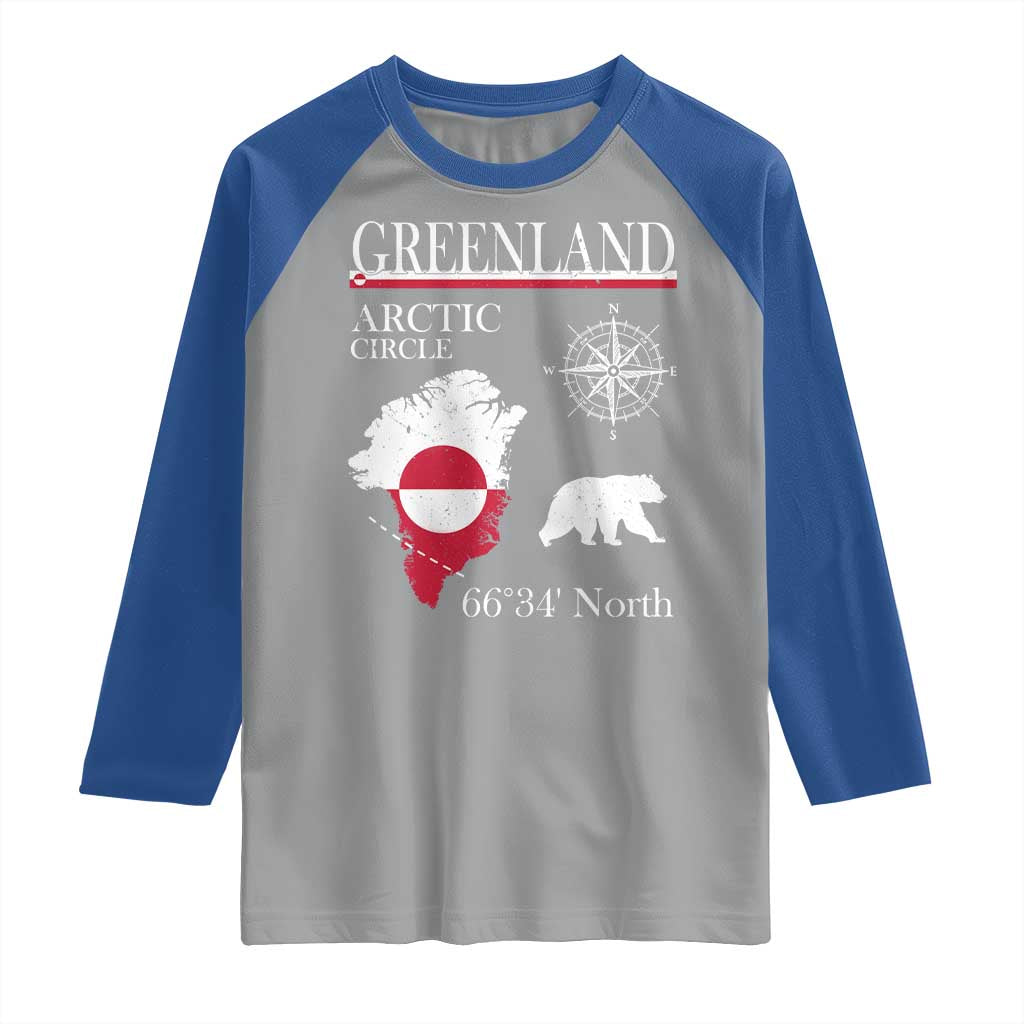 Greenland Arctic Circle Raglan Shirt Map Compass and Polar Bear Adventure TS02 Sport Gray Royal Print Your Wear
