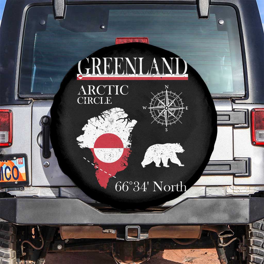 Greenland Arctic Circle Spare Tire Cover Map Compass and Polar Bear Adventure TS02 No hole Black Print Your Wear