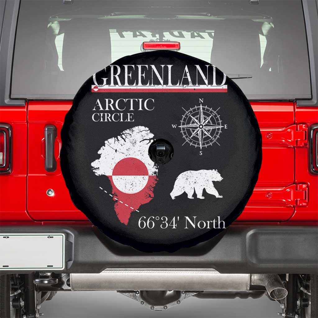 Greenland Arctic Circle Spare Tire Cover Map Compass and Polar Bear Adventure TS02 Black Print Your Wear
