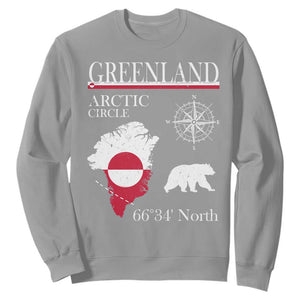 Greenland Arctic Circle Sweatshirt Map Compass and Polar Bear Adventure TS02 Sport Gray Print Your Wear