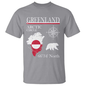 Greenland Arctic Circle T Shirt Map Compass and Polar Bear Adventure TS02 Sport Gray Print Your Wear