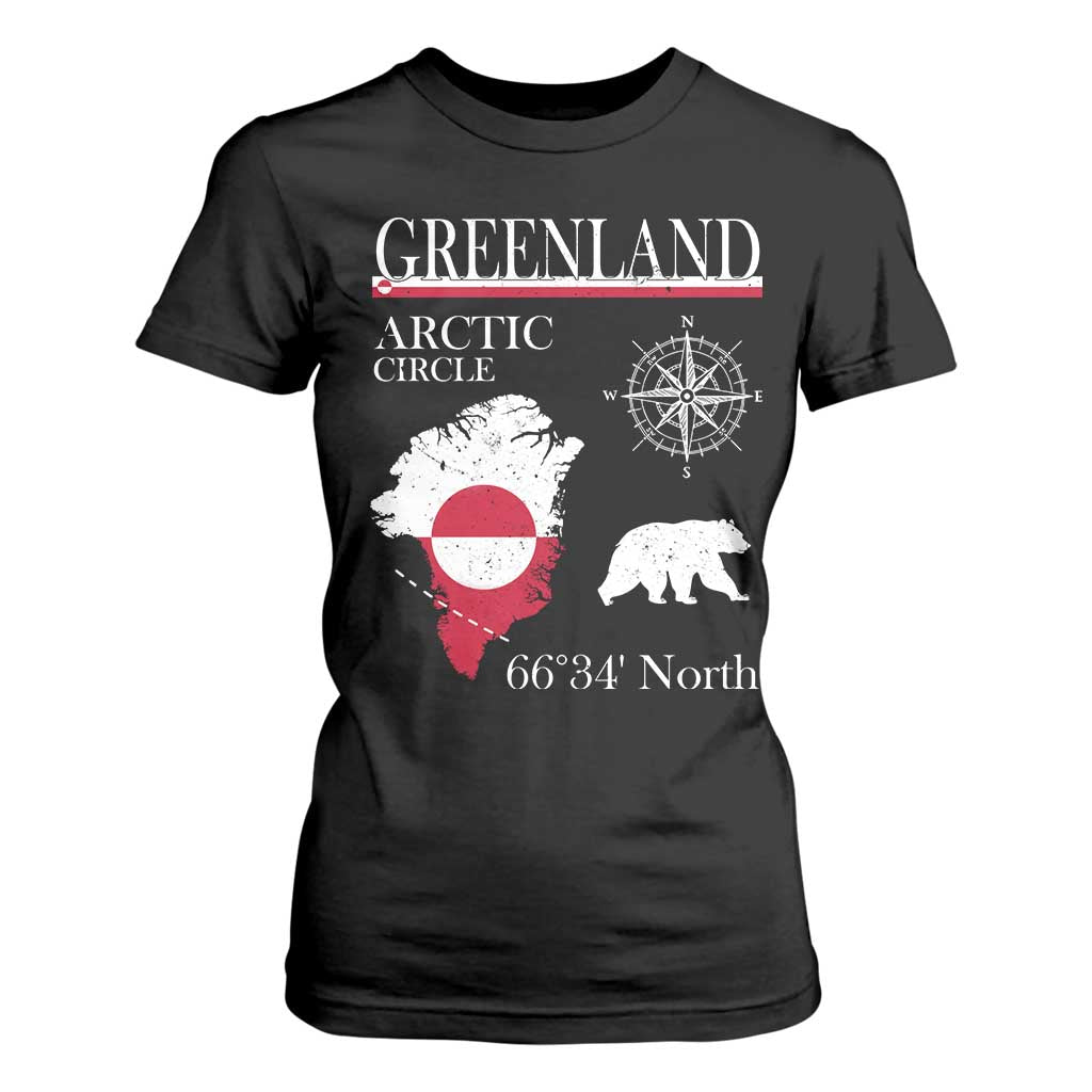 Greenland Arctic Circle T Shirt For Women Map Compass and Polar Bear Adventure TS02 Black Print Your Wear