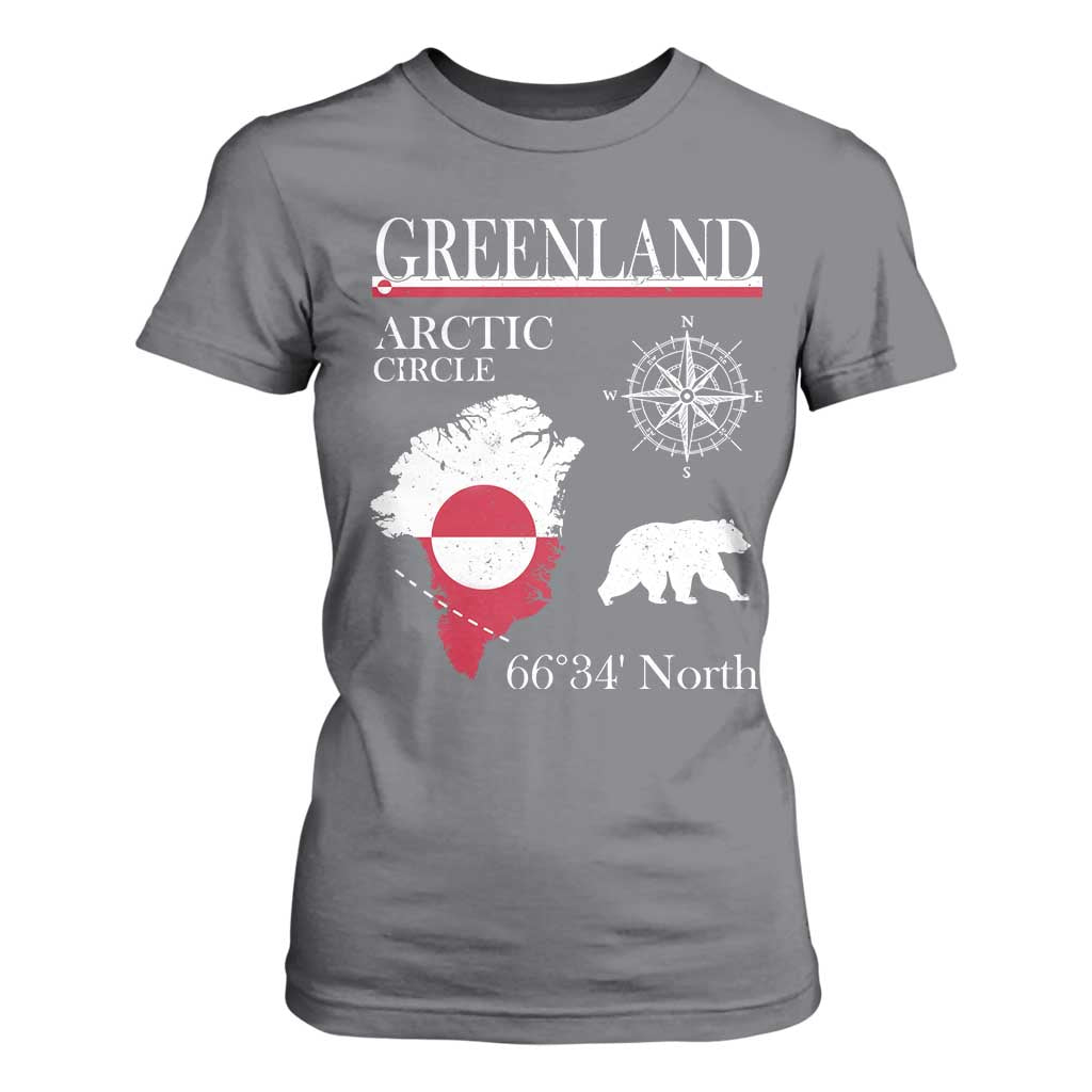 Greenland Arctic Circle T Shirt For Women Map Compass and Polar Bear Adventure TS02 Charcoal Print Your Wear