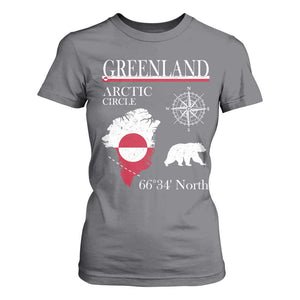 Greenland Arctic Circle T Shirt For Women Map Compass and Polar Bear Adventure TS02 Charcoal Print Your Wear