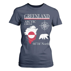 Greenland Arctic Circle T Shirt For Women Map Compass and Polar Bear Adventure TS02 Navy Print Your Wear