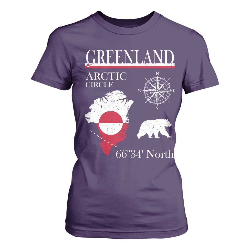 Greenland Arctic Circle T Shirt For Women Map Compass and Polar Bear Adventure TS02 Purple Print Your Wear