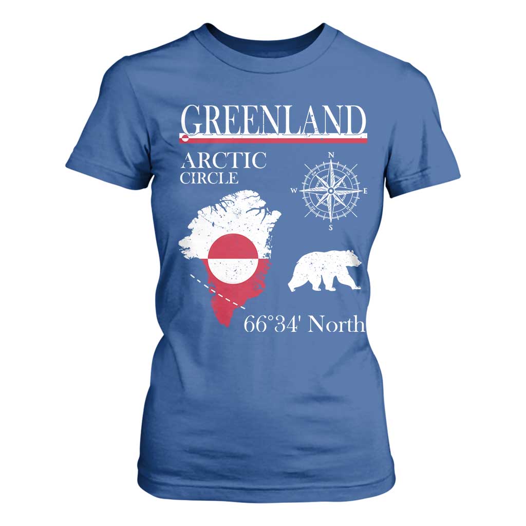 Greenland Arctic Circle T Shirt For Women Map Compass and Polar Bear Adventure TS02 Royal Blue Print Your Wear