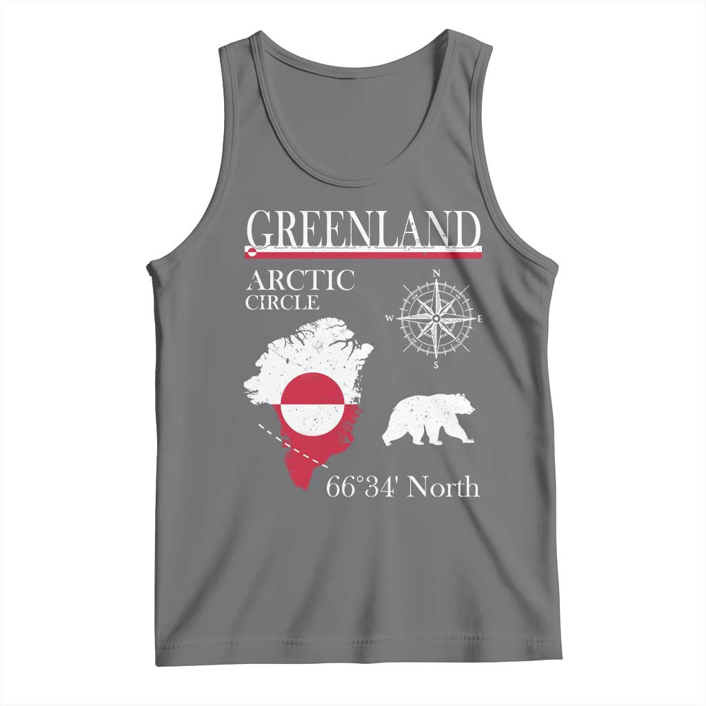 Greenland Arctic Circle Tank Top Map Compass and Polar Bear Adventure TS02 Black Heather Print Your Wear