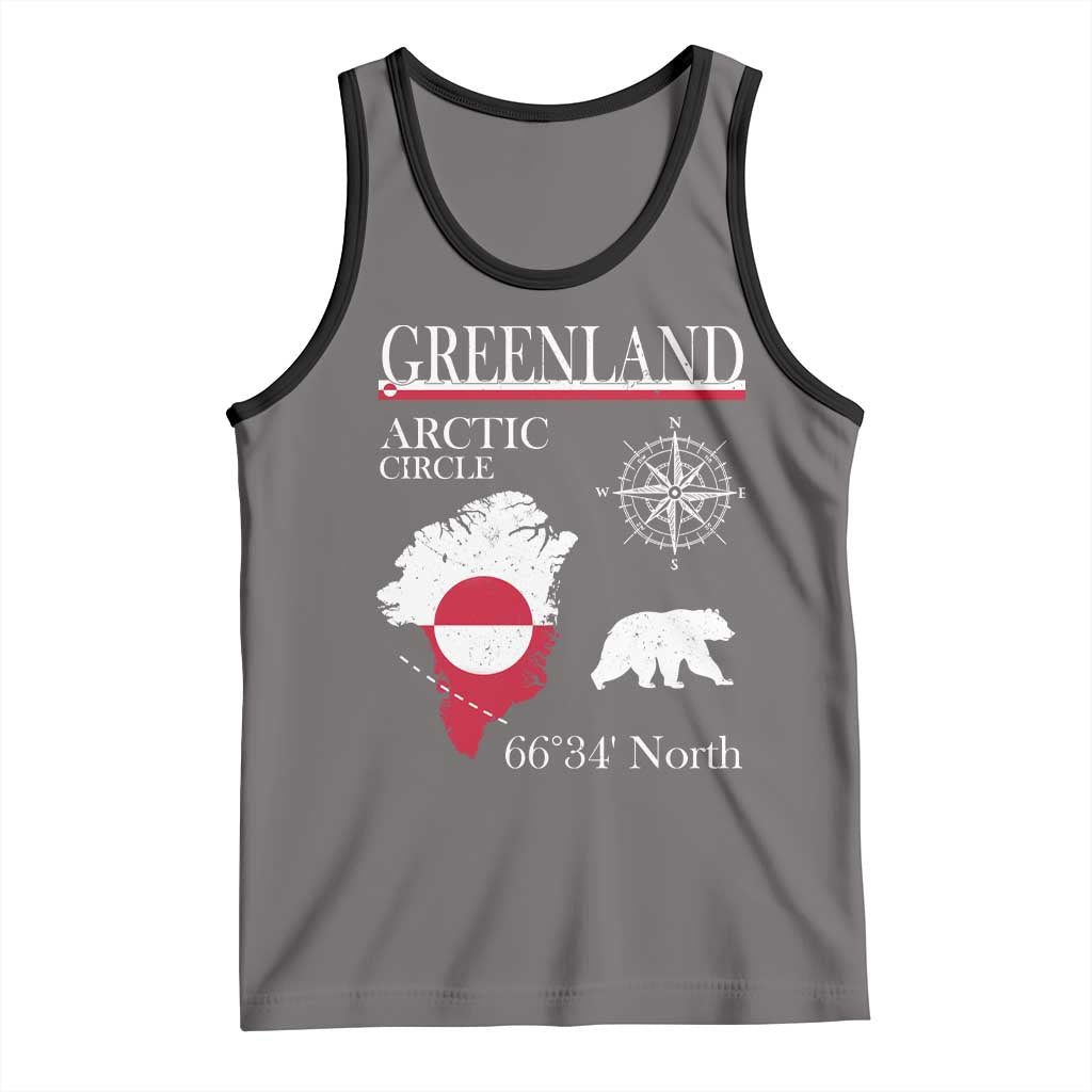 Greenland Arctic Circle Tank Top Map Compass and Polar Bear Adventure TS02 Deep Heather Black Print Your Wear