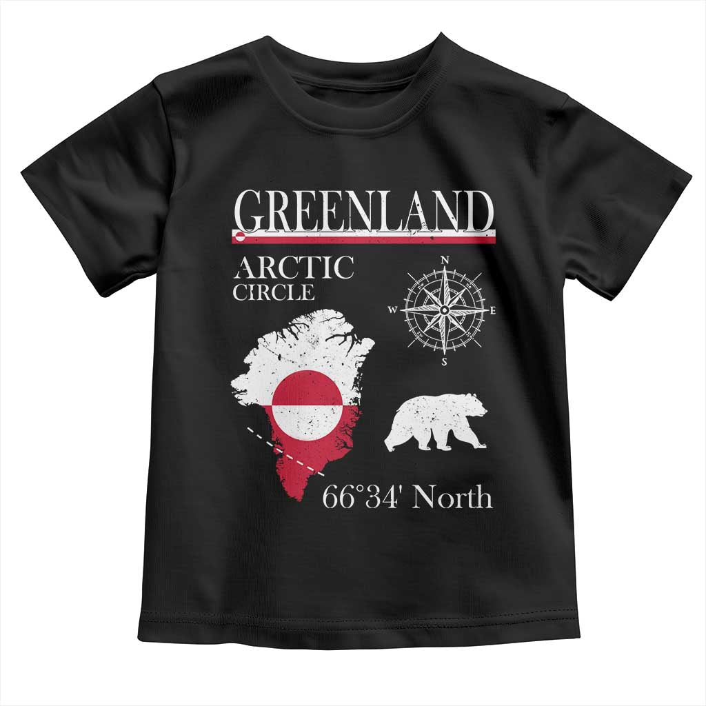 Greenland Arctic Circle Toddler T Shirt Map Compass and Polar Bear Adventure TS02 Black Print Your Wear