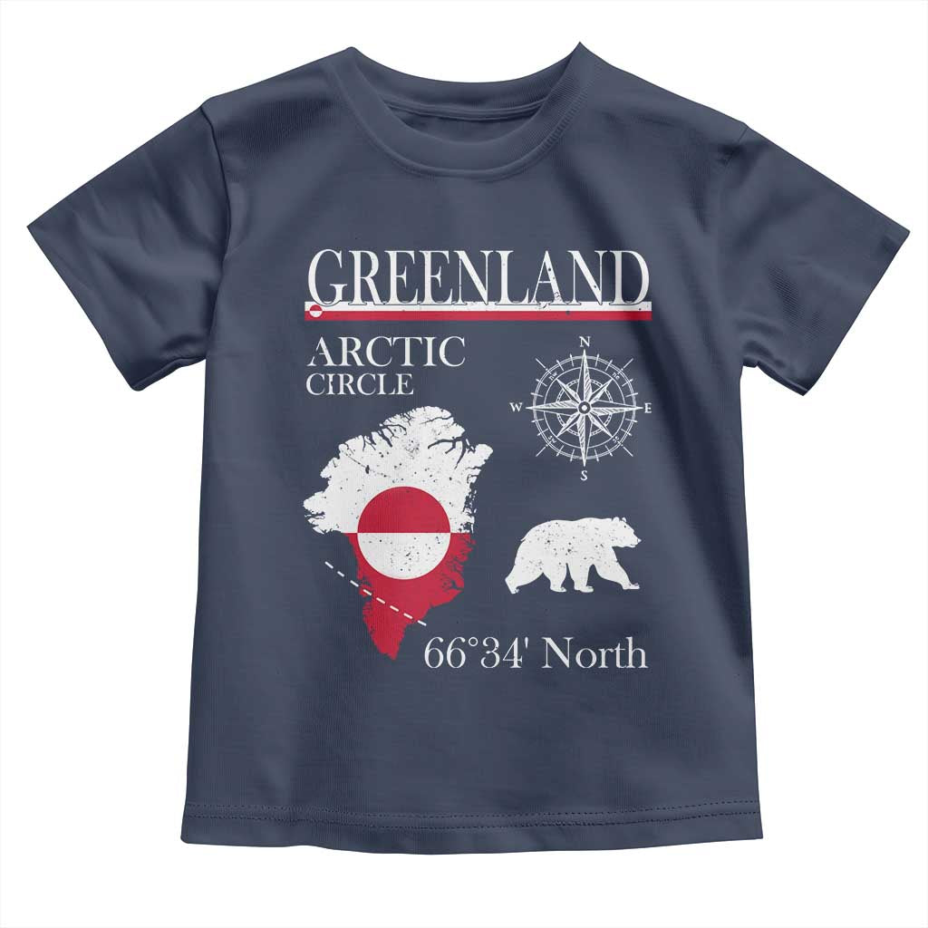 Greenland Arctic Circle Toddler T Shirt Map Compass and Polar Bear Adventure TS02 Navy Print Your Wear