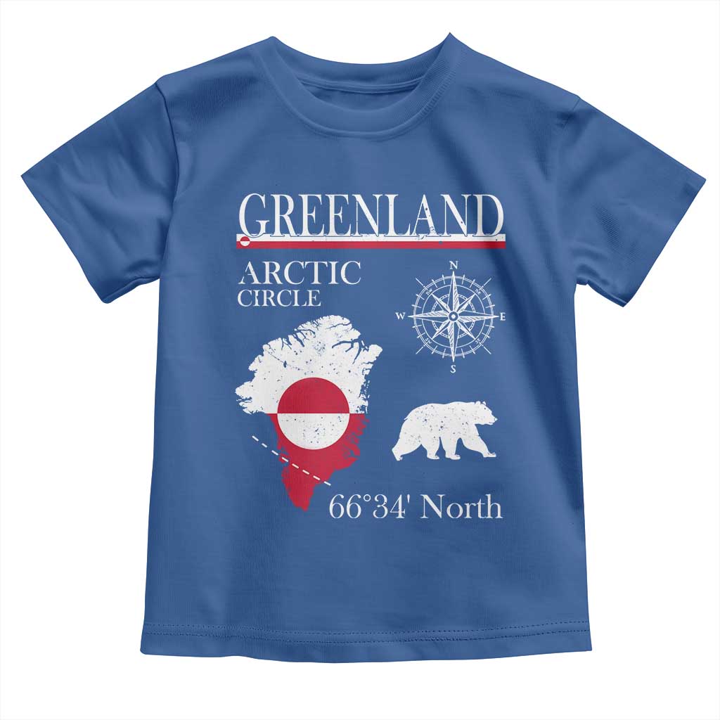 Greenland Arctic Circle Toddler T Shirt Map Compass and Polar Bear Adventure TS02 Royal Blue Print Your Wear