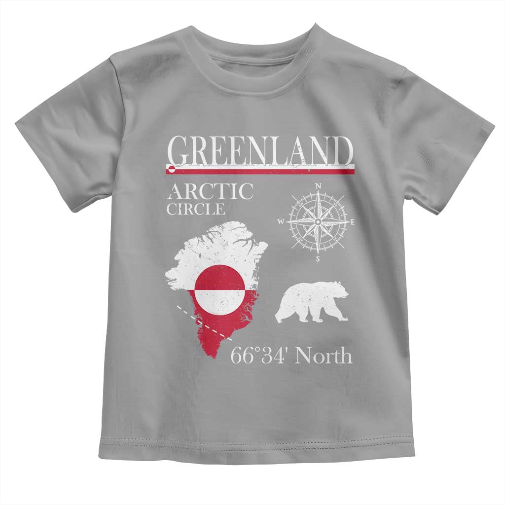 Greenland Arctic Circle Toddler T Shirt Map Compass and Polar Bear Adventure TS02 Sport Gray Print Your Wear
