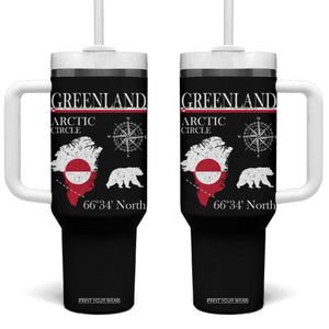Greenland Arctic Circle Tumbler With Handle Map Compass and Polar Bear Adventure TS02 One Size: 40 oz Black Print Your Wear