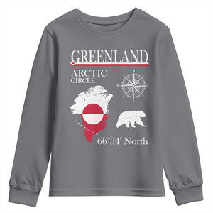 Greenland Arctic Circle Youth Sweatshirt Map Compass and Polar Bear Adventure TS02 Charcoal Print Your Wear