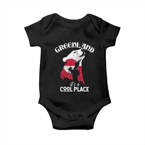 Polar Bear Greenland Flag Graphic Baby Onesie It's a Cool Place Arctic Circle TS02 Black Print Your Wear