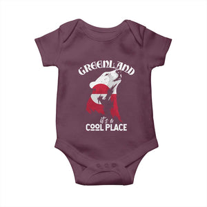 Polar Bear Greenland Flag Graphic Baby Onesie It's a Cool Place Arctic Circle TS02 Maroon Print Your Wear