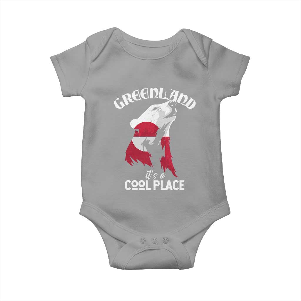 Polar Bear Greenland Flag Graphic Baby Onesie It's a Cool Place Arctic Circle TS02 Sport Gray Print Your Wear