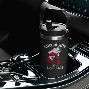 Polar Bear Greenland Flag Graphic Flip Straw Tumbler It's a Cool Place Arctic Circle TS02 Print Your Wear