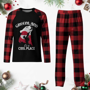 Polar Bear Greenland Flag Graphic Plaid Pajama Set It's a Cool Place Arctic Circle TS02 Buffalo Plaid Print Your Wear