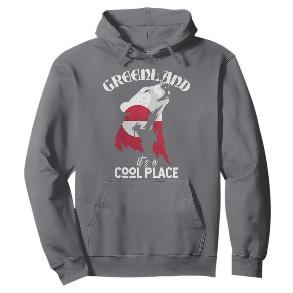 Polar Bear Greenland Flag Graphic Hoodie It's a Cool Place Arctic Circle TS02 Charcoal Print Your Wear