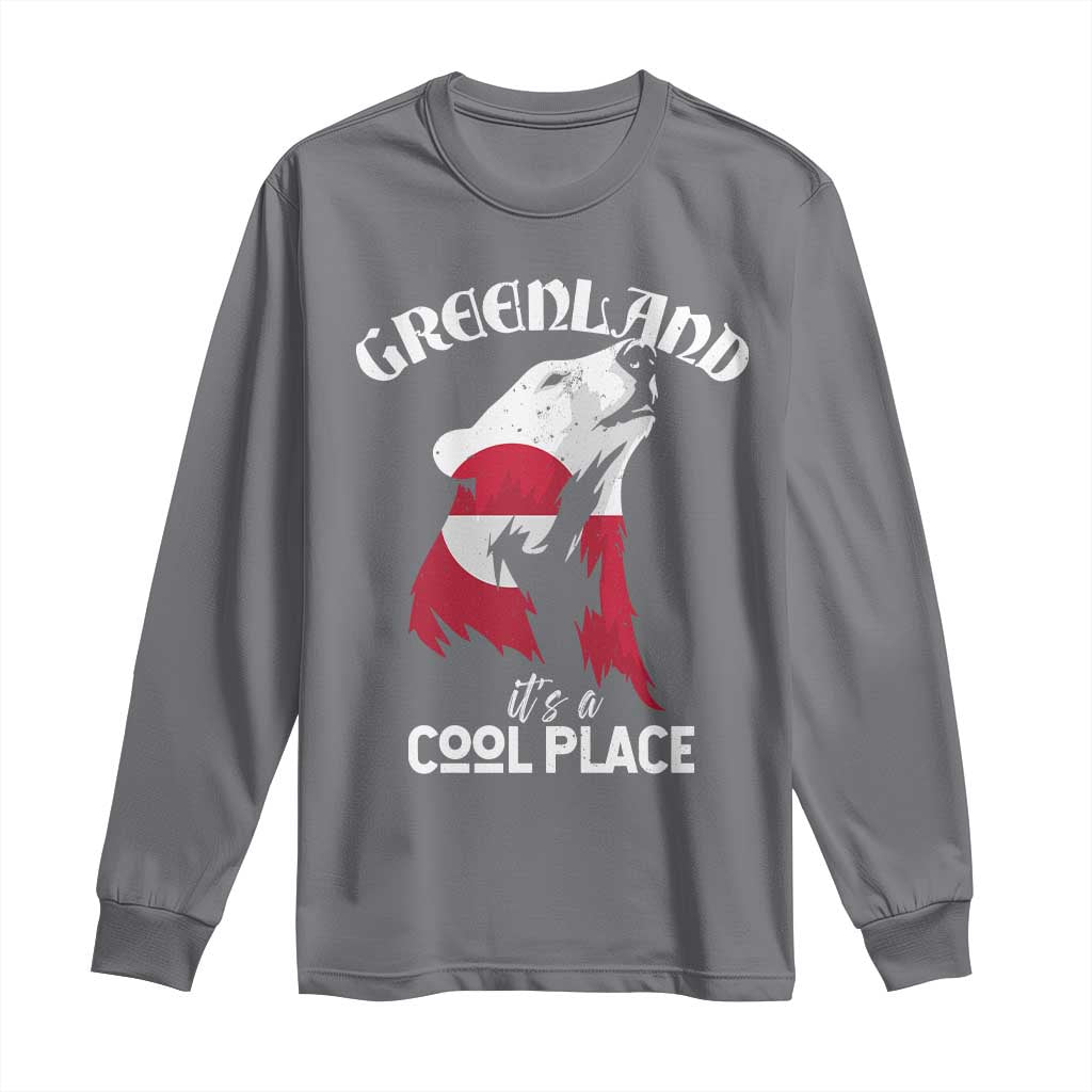 Polar Bear Greenland Flag Graphic Long Sleeve Shirt It's a Cool Place Arctic Circle TS02 Charcoal Print Your Wear