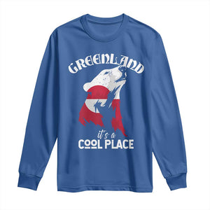 Polar Bear Greenland Flag Graphic Long Sleeve Shirt It's a Cool Place Arctic Circle TS02 Royal Blue Print Your Wear