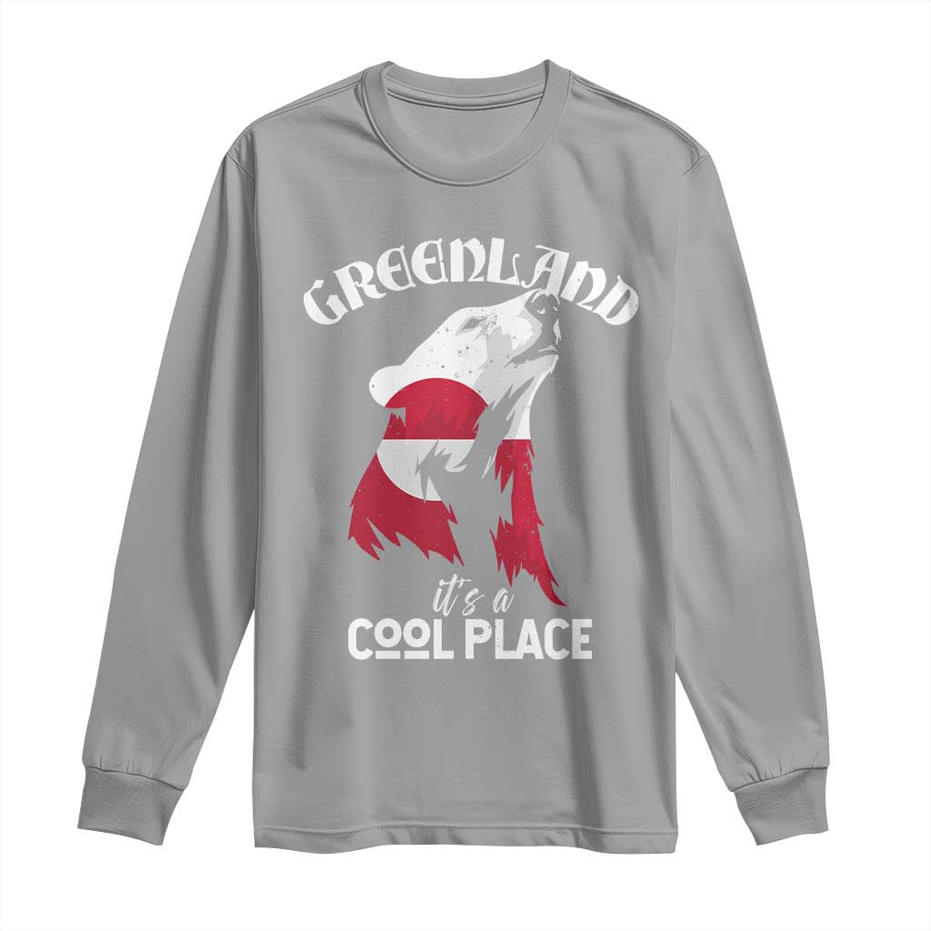 Polar Bear Greenland Flag Graphic Long Sleeve Shirt It's a Cool Place Arctic Circle TS02 Sport Gray Print Your Wear