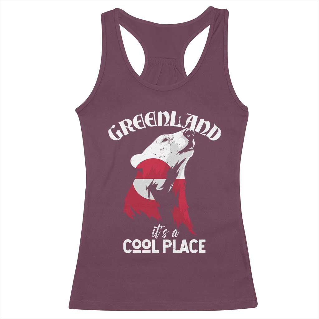 Polar Bear Greenland Flag Graphic Racerback Tank Top It's a Cool Place Arctic Circle TS02 Maroon Print Your Wear