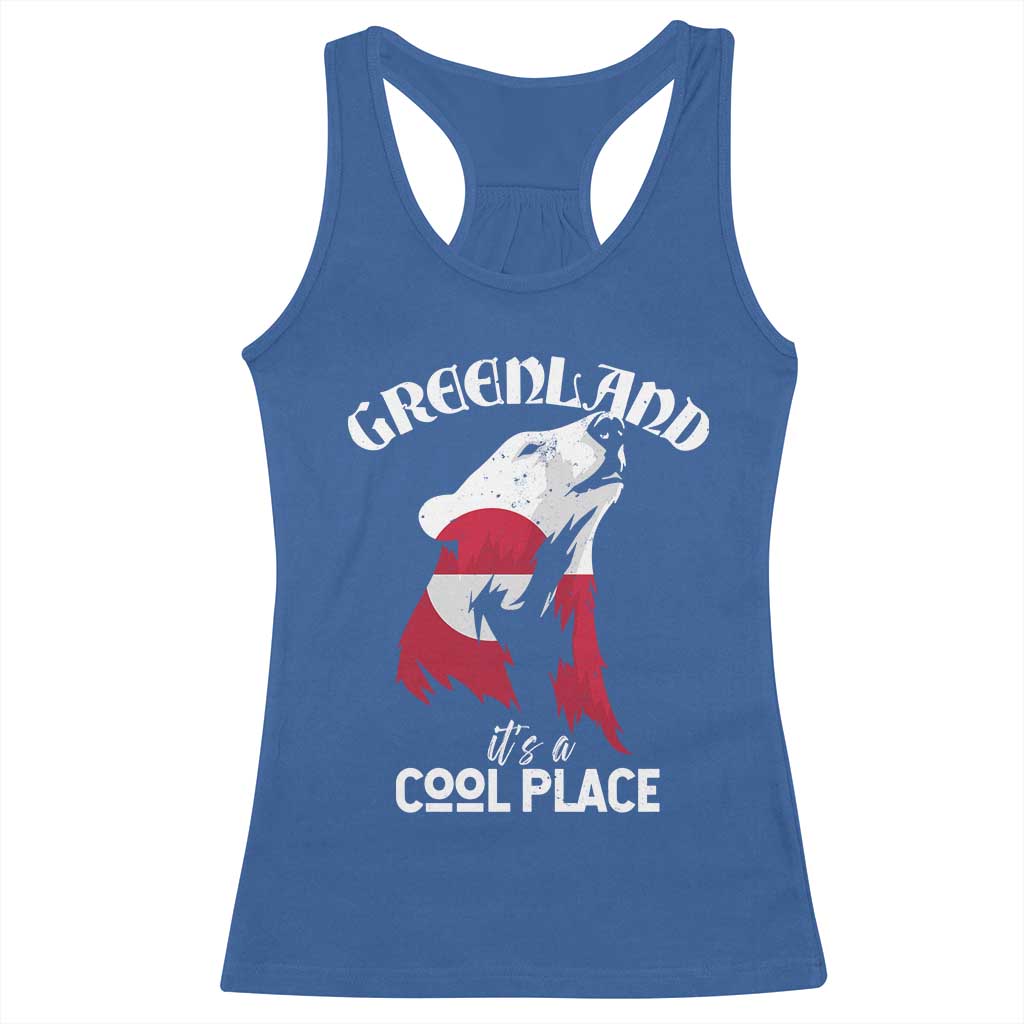 Polar Bear Greenland Flag Graphic Racerback Tank Top It's a Cool Place Arctic Circle TS02 Royal Blue Print Your Wear