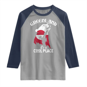 Polar Bear Greenland Flag Graphic Raglan Shirt It's a Cool Place Arctic Circle TS02 Sport Gray Navy Print Your Wear