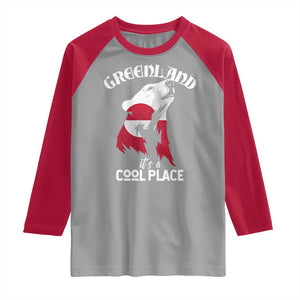 Polar Bear Greenland Flag Graphic Raglan Shirt It's a Cool Place Arctic Circle TS02 Sport Gray Red Print Your Wear